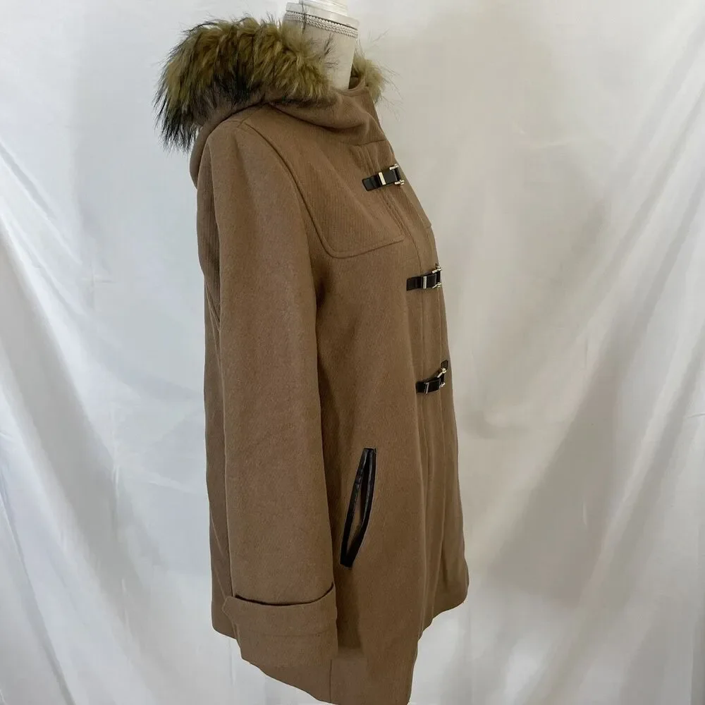 Cole Haan Wool Toggle Duffle Coat Size 12 Signature Hooded Jacket